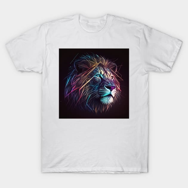 Neon Geometric Lion 1 T-Shirt by AstroRisq